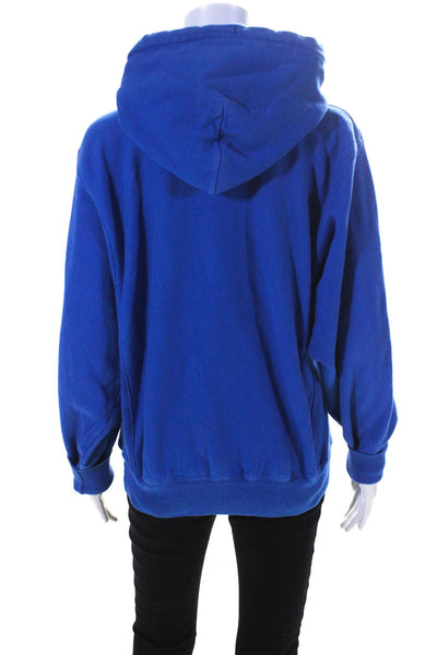 Champion Womens Pullover Drawstring Hoodie Sweater Blue Cotton Size Small