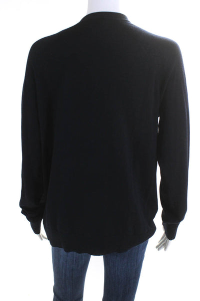 Theory Women's Wool V-Neck Long Sleeve Cardigan Sweater Navy Size M