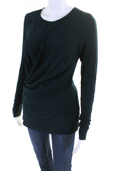 Bailey 44 Womens Long Sleeves Ruched Blouse Dark Teal Blue Size Medium