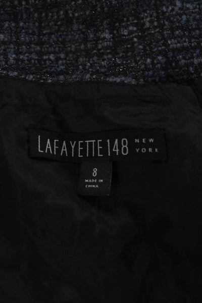 Lafayette 148 New York Womens Tweed Skirt Blue Black Wool Blend Size 8