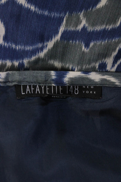 Lafayette 148 New York Womens Silk Floral Print Pencil Skirt Gray Blue Size 8