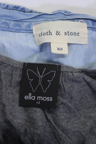 Cloth & Stone Ella Moss Womens Denim Look Short Sleeve Top Blue Size XS Lot 2