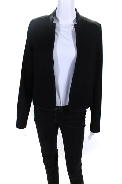 Elie Tahari Womens Black Open Front High Neck Long Sleeve Blazer Jacket Size 8