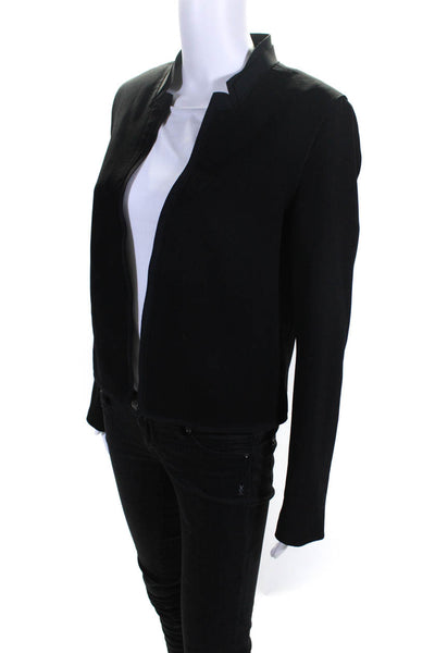 Elie Tahari Womens Black Open Front High Neck Long Sleeve Blazer Jacket Size 8