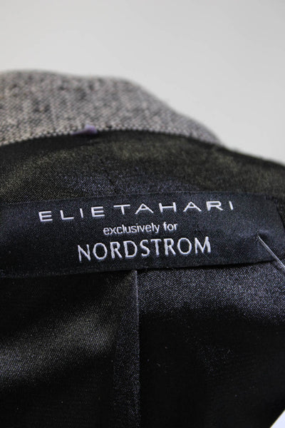 Elie Tahari For Nordstrom Womens Brown Silk One Button Long Sleeve Blazer Size 8