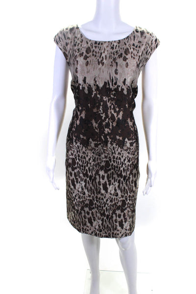 Lafayette 148 New York Womens Brown Printed Sleeveless Shift Dress Size 6