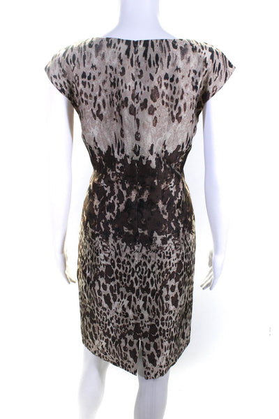 Lafayette 148 New York Womens Brown Printed Sleeveless Shift Dress Size 6