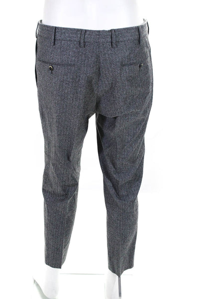 PT01 Mens Gray Wool Herringbone Pleated Straight Leg Dress Pants Size 34