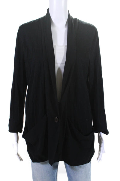 Theory Womens Black Wool Cowl Neck Open Front Cardigan Sweater Top Size L
