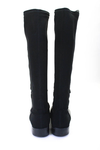 Stuart Womens Solid Black Leather Knee High Boots Shoes Size 8/9