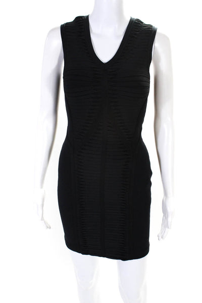 Elie Tahari Womens Knit Bandage V-Neck Sleeveless Sheath Dress Black Size S