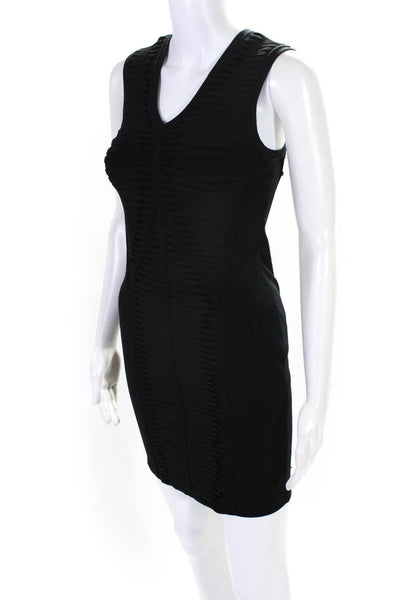 Elie Tahari Womens Knit Bandage V-Neck Sleeveless Sheath Dress Black Size S