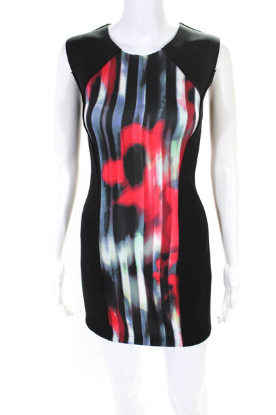 T Tahari Womens Abstract Print Round Neck Sleeveless Dress Multicolor Size XS