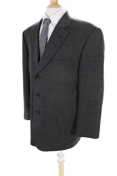 Monsieur Givenchy Mens Silk + Wool Notch Collar Suit Jacket Black Size 44R