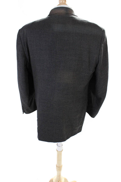 Monsieur Givenchy Mens Silk + Wool Notch Collar Suit Jacket Black Size 44R