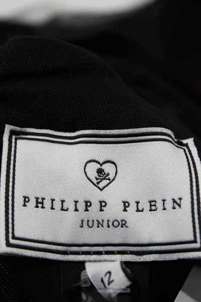 Phillip Plein Girls Sequin Patch Tulle Tutu Skirt Black Size 12