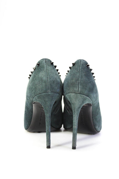 Barbara Bui Women's Suede Pointed Toe Studded Ankle Booties Green Size 6.5