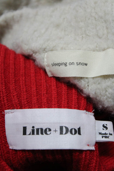 Line & Dot Sleeping On Snow Womens Ribbed Textured Sweaters Red Size XS S Lot 2