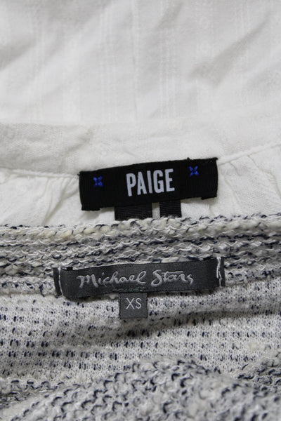 Paige Michael Stars Womens Cotton Layered Button Stripe Tops White Size XS Lot 2