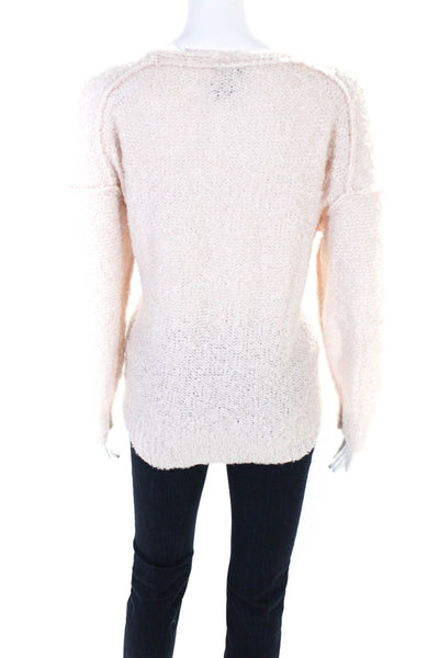 Michael Stars Womens Knitted Textured Pullover V-Neck Sweater Pink Size XS