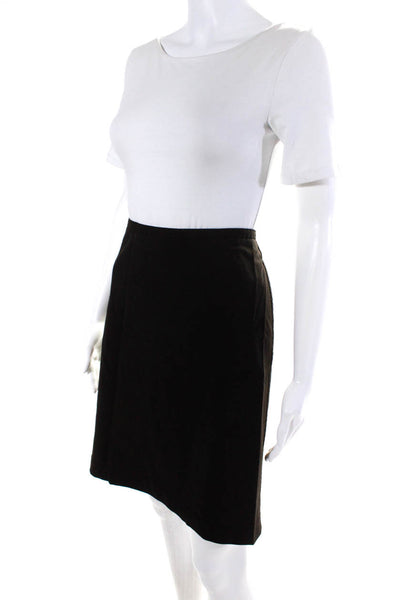 Elie Tahari Womens Woven Lined Knee Length Pencil Skirt Dark Brown Size 12