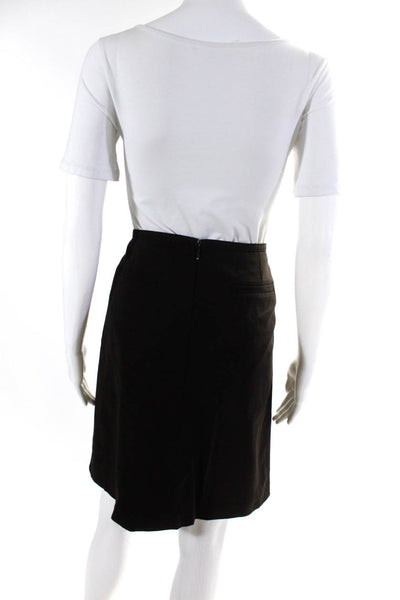 Elie Tahari Womens Woven Lined Knee Length Pencil Skirt Dark Brown Size 12