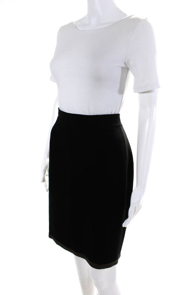 Elie Tahari Womens Chain Mail Metal Hem Knee Length Pencil Skirt Black Size 14