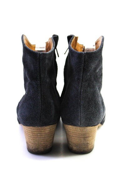 Isabel Marant Womens Suede Round Toe Zip Up Ankle Booties Black Size 39 8.5