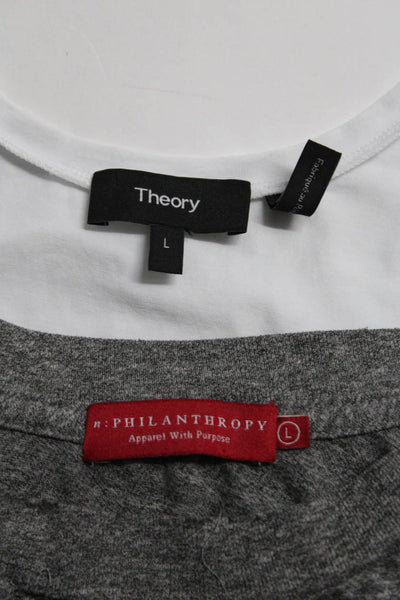 Philanthropy Theory Womens Tank Tops Gray White Cotton Size Large Lot 2