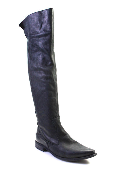 Free People Womens Pointed Toe  Leather  Knee High Boots Grey Size 39 9