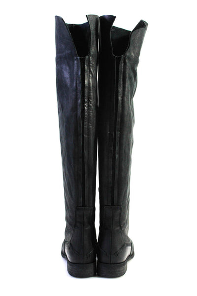 Free People Womens Pointed Toe  Leather  Knee High Boots Grey Size 39 9