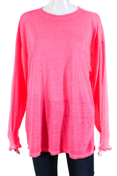 FP Movement Womens Heather Neon Pink Crew Neck Long Sleeve Knit Top Size M