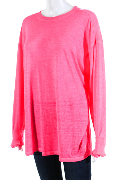 FP Movement Womens Heather Neon Pink Crew Neck Long Sleeve Knit Top Size M