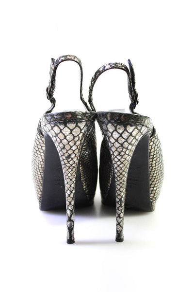 Giuseppe Zanotti Design Womens Metallic Platform Pumps Silver Black Size 38