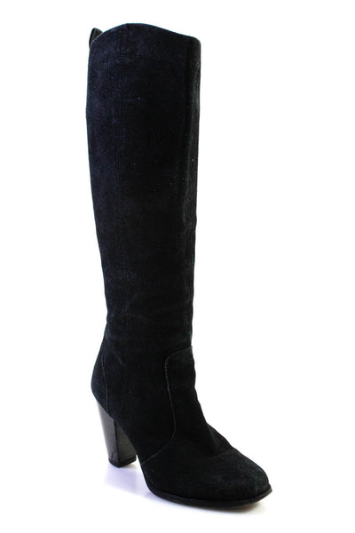 Joie Womens Side Zip Block Heel Knee High Boots Black Suede Size 38