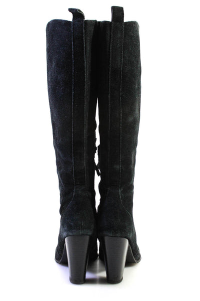 Joie Womens Side Zip Block Heel Knee High Boots Black Suede Size 38
