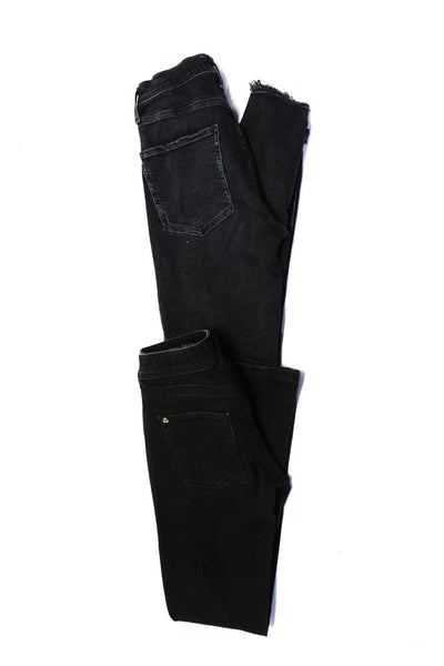 DL 1961 Agolde Womens Cotton Button Distress Skinny Jeans black Size 26 27 Lot 2