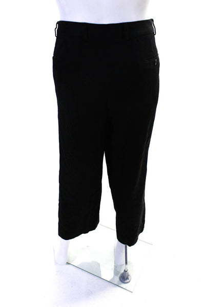 Ermenegildo Zegna Mens Solid Black Flat Front Straight Leg Dress Pants Size 56