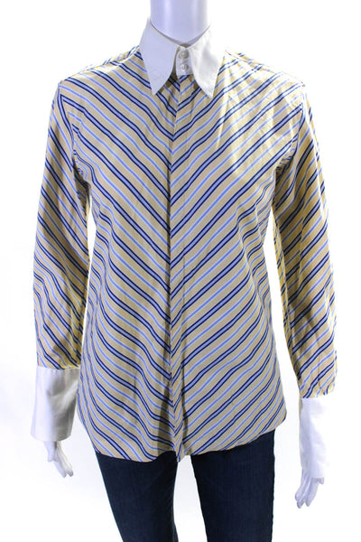 Ralph Lauren Black Label Mens Yellow Cotton Striped Long Sleeve Shirt Size 6