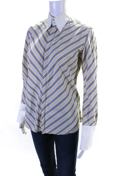 Ralph Lauren Black Label Mens Yellow Cotton Striped Long Sleeve Shirt Size 6