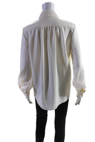 Altuzarra Womens Solid Ivory Collar Long Sleeve Button Down Blouse Top Size 38