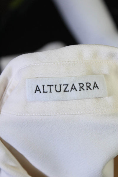 Altuzarra Womens Solid Ivory Collar Long Sleeve Button Down Blouse Top Size 38