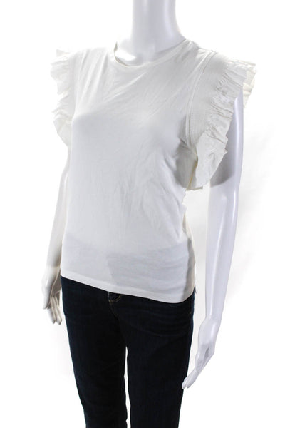 English Factory Womens Smocked Sleeves Blouse White Cotton Size Medium