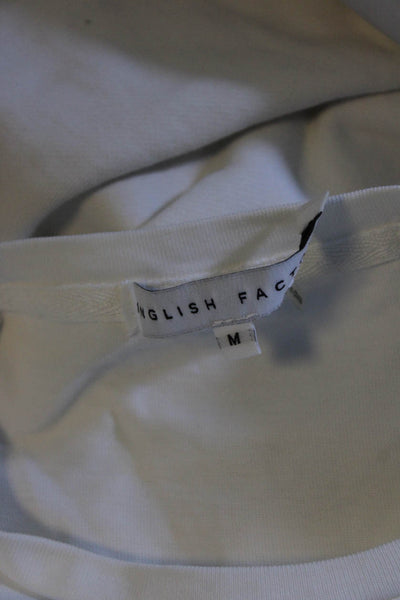 English Factory Womens Smocked Sleeves Blouse White Cotton Size Medium