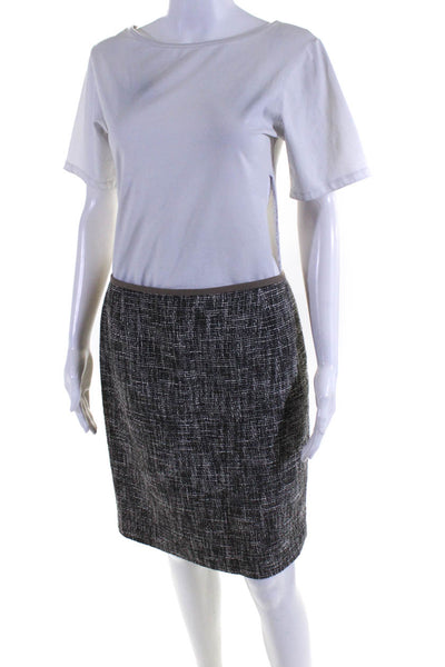 Elie Tahari Women's Tweed Knee Length Lined Textured Skirt Gray Size 10