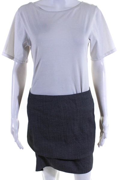 Elie Tahari Women's Pleated Lined Knee Length Pencil Skirt Blue Size 6