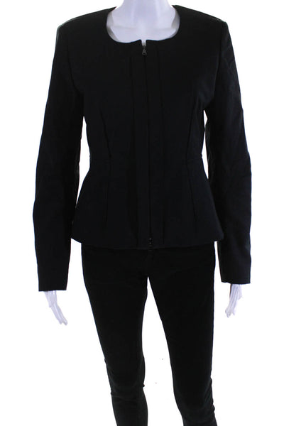 Elie Tahari Women's Lined Full Zip Peplum Jacket Black Size 6