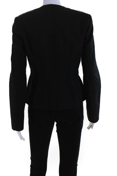 Elie Tahari Women's Lined Full Zip Peplum Jacket Black Size 6