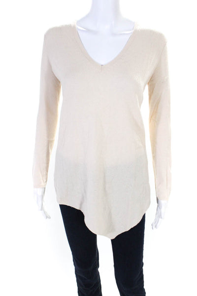 Joie Womens Wool Asymmetrical Hem Long Sleeve Pullover Sweater Beige Size XS