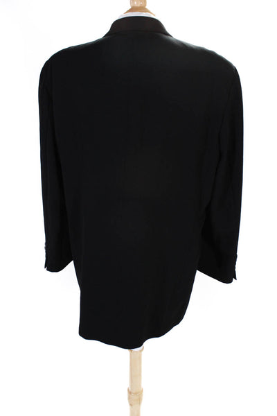 Calvin Klein Mens Black Corduroy Wool Two Button Long Sleeve Blazer Size 48